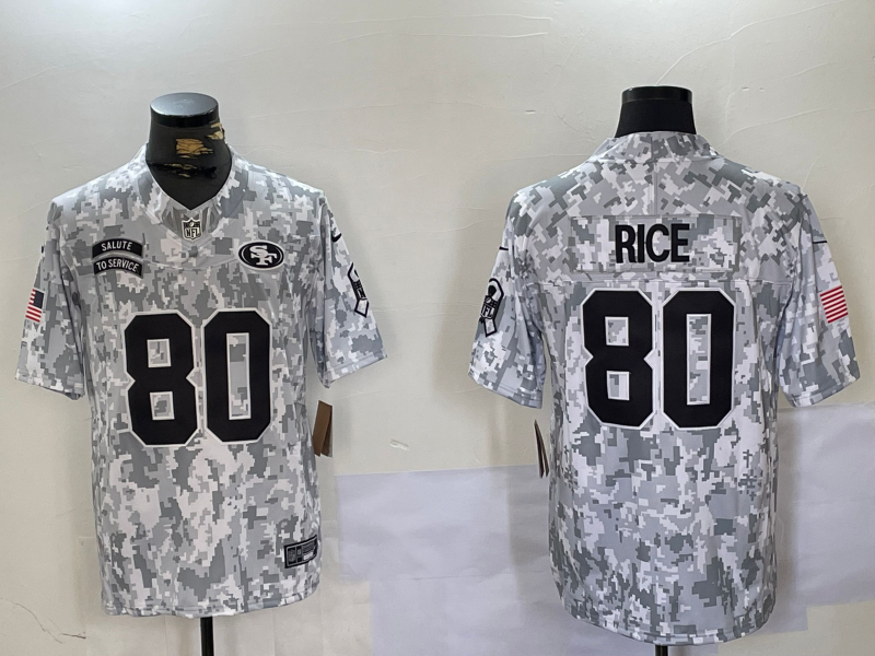 Men's San Francisco 49ers Jerry Rice #80 Arctic Camo 2024 Salute to Service Retired Limited Jersey
